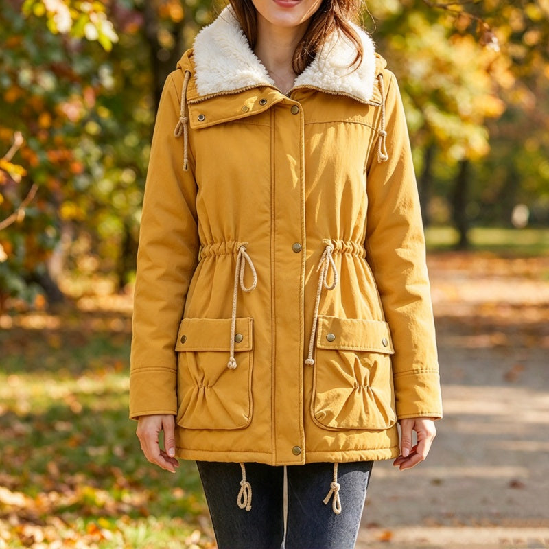 Warme midlange sherpajas voor dames