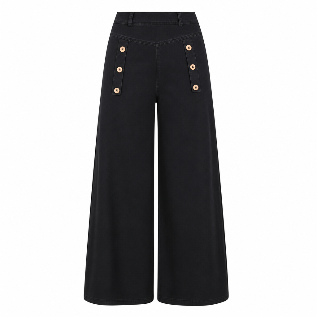 🔥Gratis verzending✈️Hoge taille, wijde pijp, stretch jeans met decoratieve knopen
