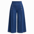 🔥Gratis verzending✈️Hoge taille, wijde pijp, stretch jeans met decoratieve knopen
