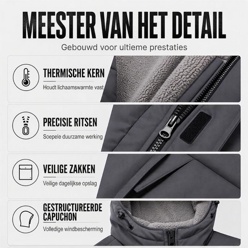 🔥Gratis verzending✈️Thermisch winterjas voor heren, winddicht en met capuchon