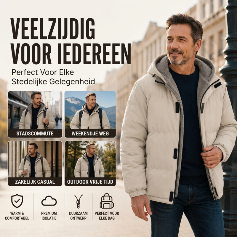 🔥Gratis verzending✈️Thermisch winterjas voor heren, winddicht en met capuchon