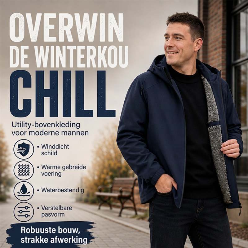 🔥Gratis verzending✈️Winddichte herenjas met capuchon en gevoerd met pluche