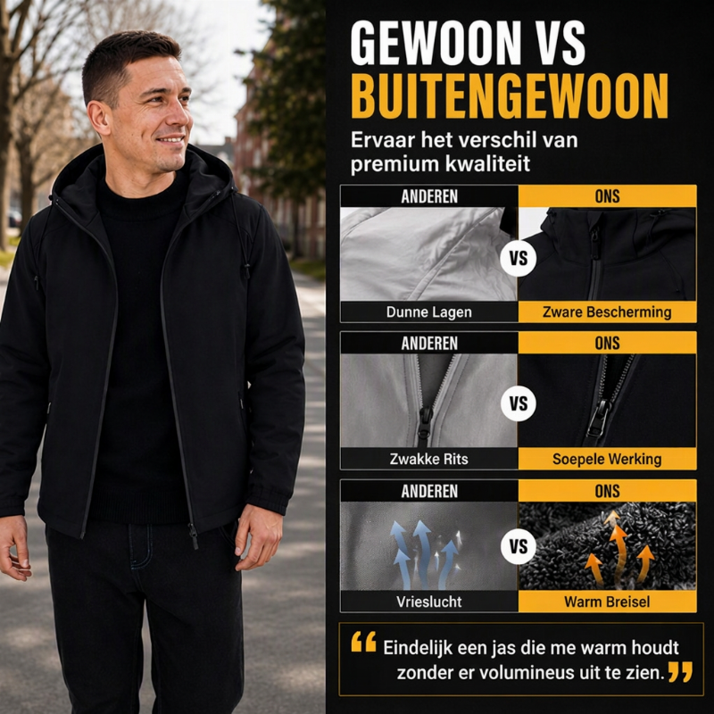 🔥Gratis verzending✈️Winddichte herenjas met capuchon en gevoerd met pluche