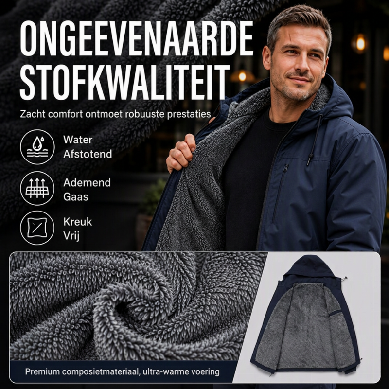 🔥Gratis verzending✈️Winddichte herenjas met capuchon en gevoerd met pluche