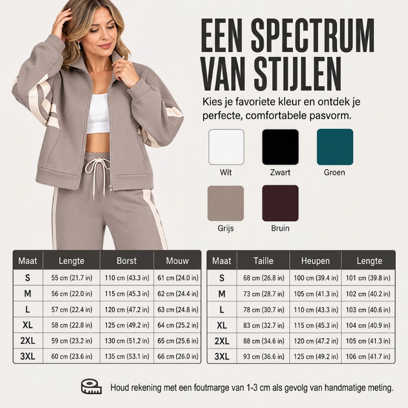Sportief tweedelig gestreept dames setje