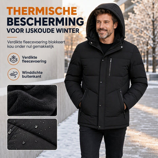 🔥Gratis verzending✈️Heren winterjas met fleece voering en afneembare capuchon