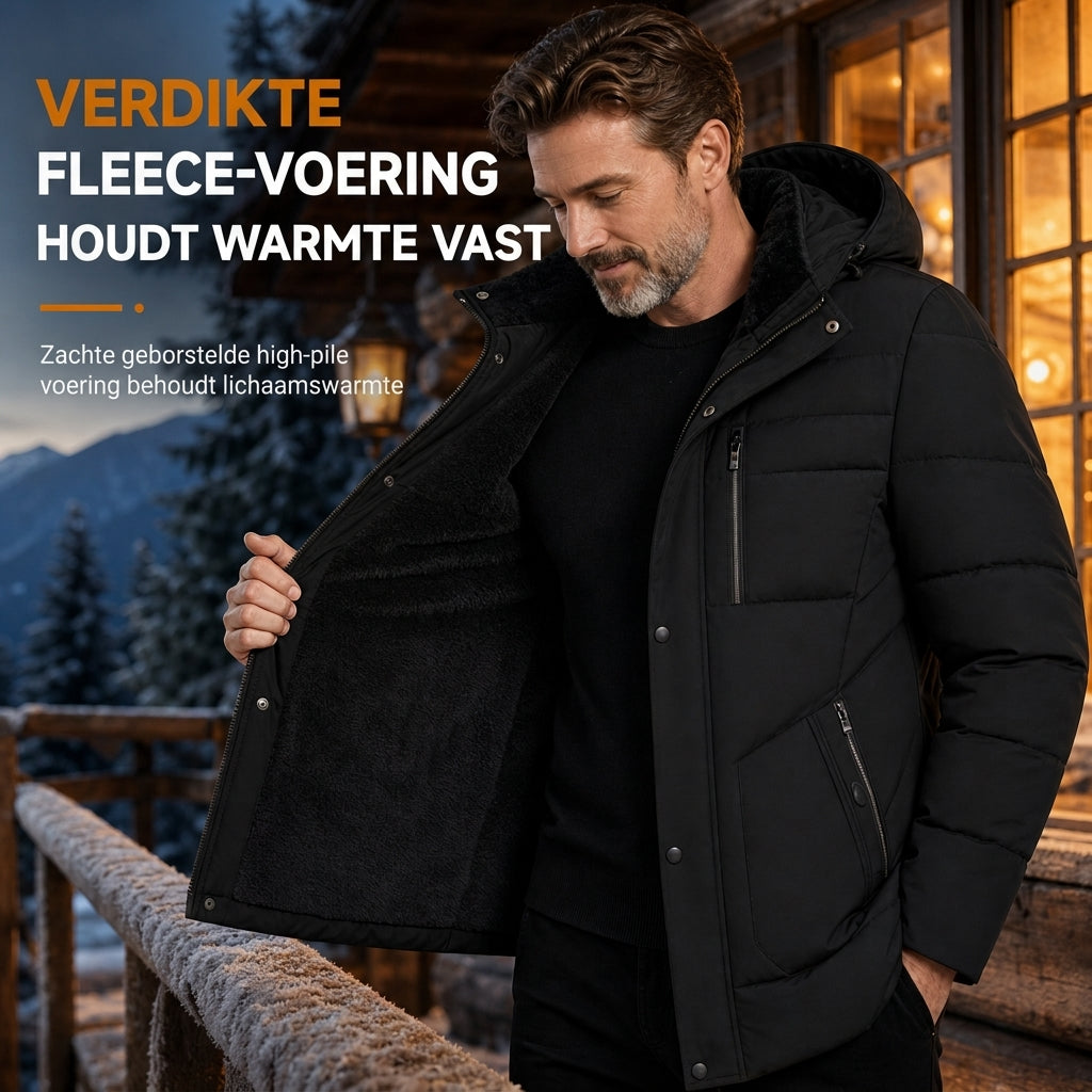 🔥Gratis verzending✈️Heren winterjas met fleece voering en afneembare capuchon