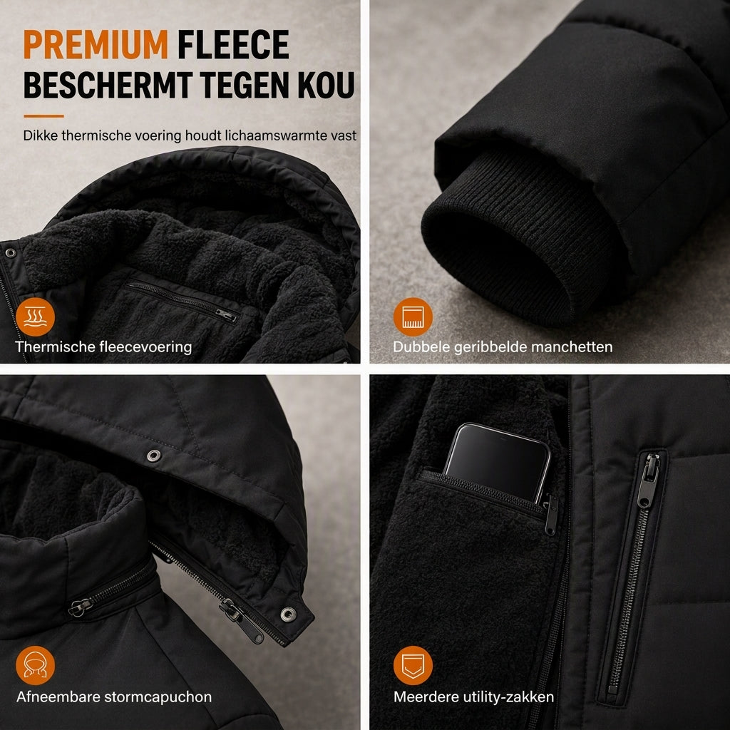 🔥Gratis verzending✈️Heren winterjas met fleece voering en afneembare capuchon
