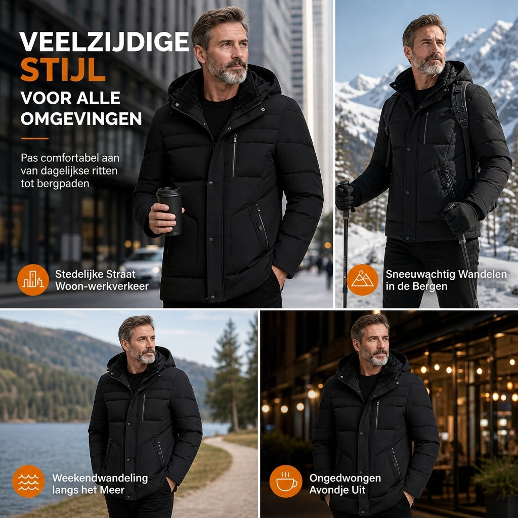 🔥Gratis verzending✈️Heren winterjas met fleece voering en afneembare capuchon