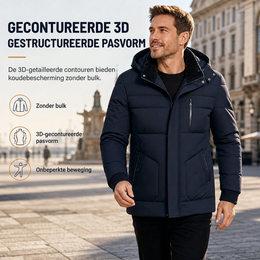🔥Gratis verzending✈️Heren winterjas met fleece voering en afneembare capuchon