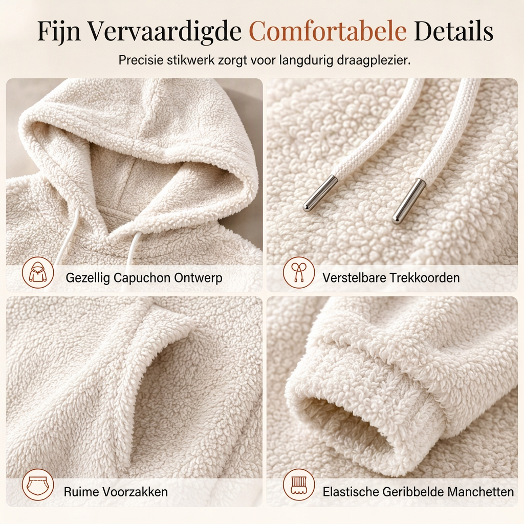 🔥Gratis verzending✈️Casual Dames Hoodiejurk van Fleece met Capuchon – Warme Comfortabele Lange Sweaterjurk