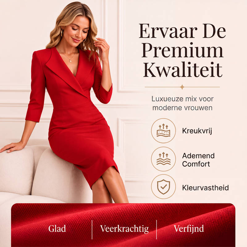 💎 Exclusieve Deal ✨ Dames Blazerjurk met V-Hals en 3/4 Mouwen – Elegante Getailleerde Jurk voor een Chique Look