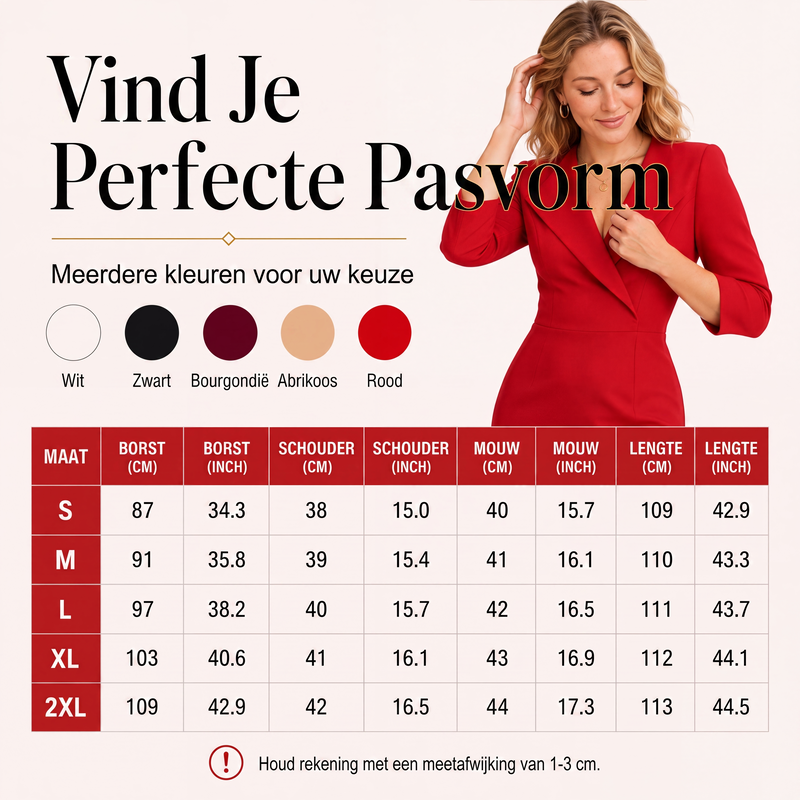 💎 Exclusieve Deal ✨ Dames Blazerjurk met V-Hals en 3/4 Mouwen – Elegante Getailleerde Jurk voor een Chique Look