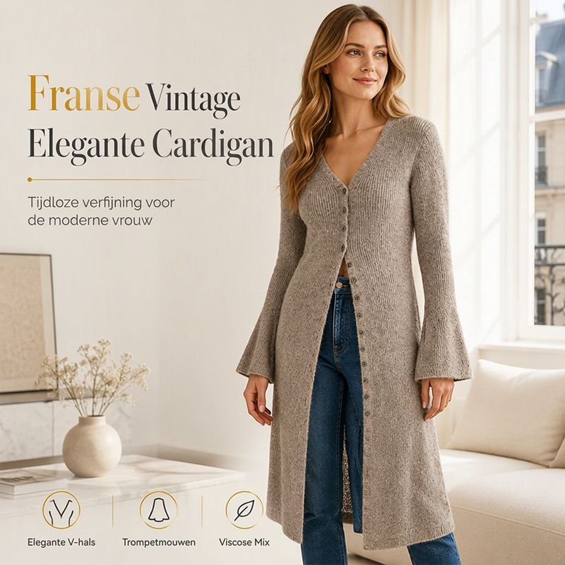 🔥Gratis verzending✈️Dames Gebreide Lange Cardigan met Open Voorkant – Comfortabel Lang Vest voor een Elegante Laagjeslook