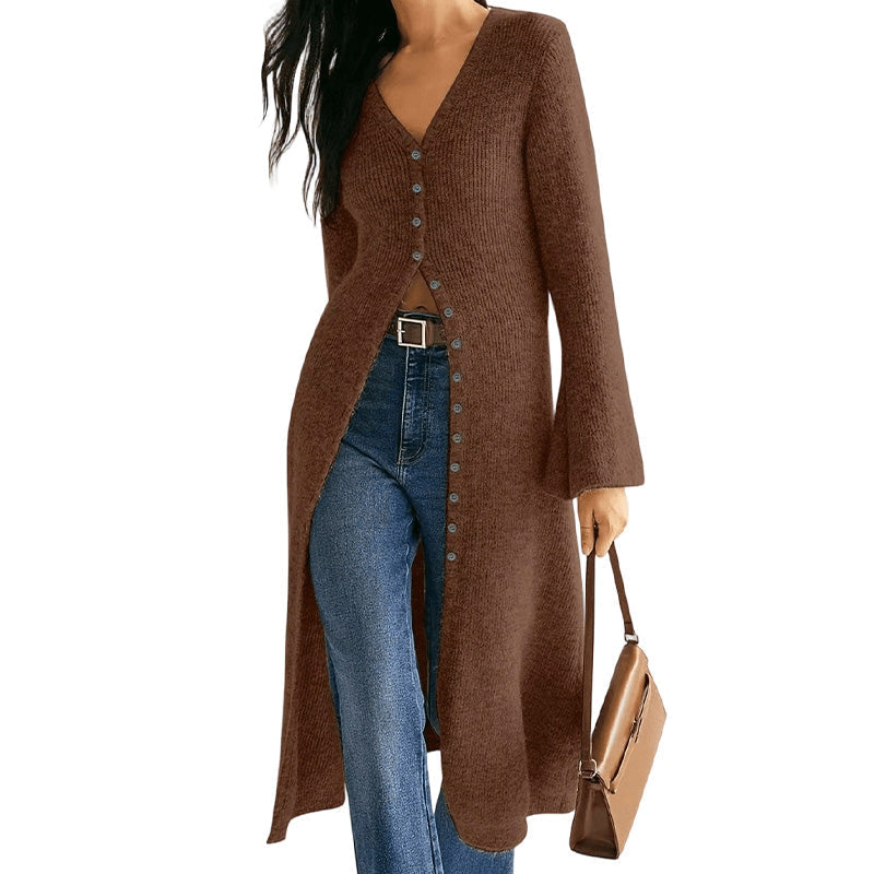 🔥Gratis verzending✈️Dames Gebreide Lange Cardigan met Open Voorkant – Comfortabel Lang Vest voor een Elegante Laagjeslook