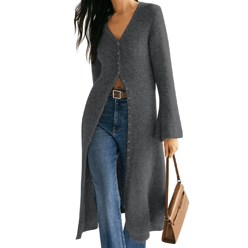 🔥Gratis verzending✈️Dames Gebreide Lange Cardigan met Open Voorkant – Comfortabel Lang Vest voor een Elegante Laagjeslook