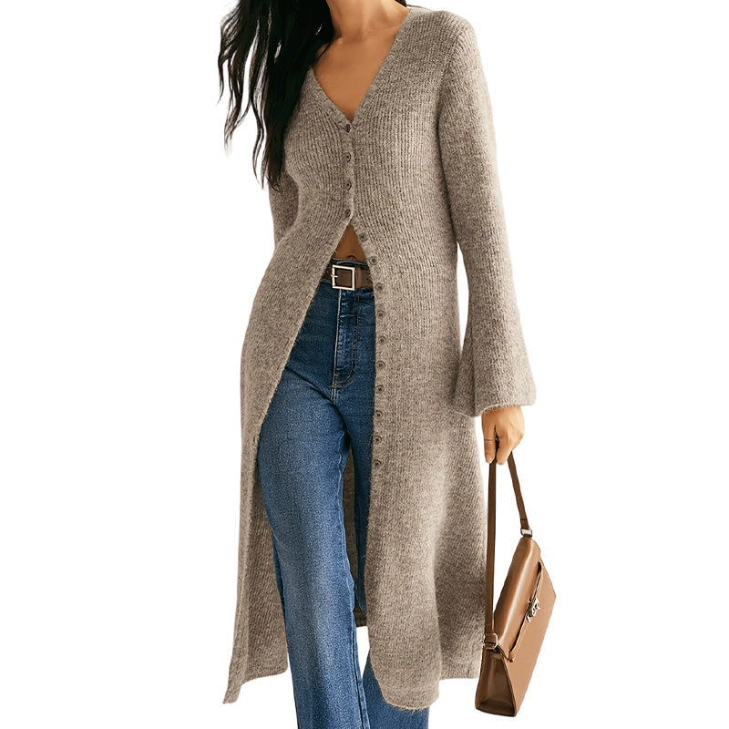 🔥Gratis verzending✈️Dames Gebreide Lange Cardigan met Open Voorkant – Comfortabel Lang Vest voor een Elegante Laagjeslook