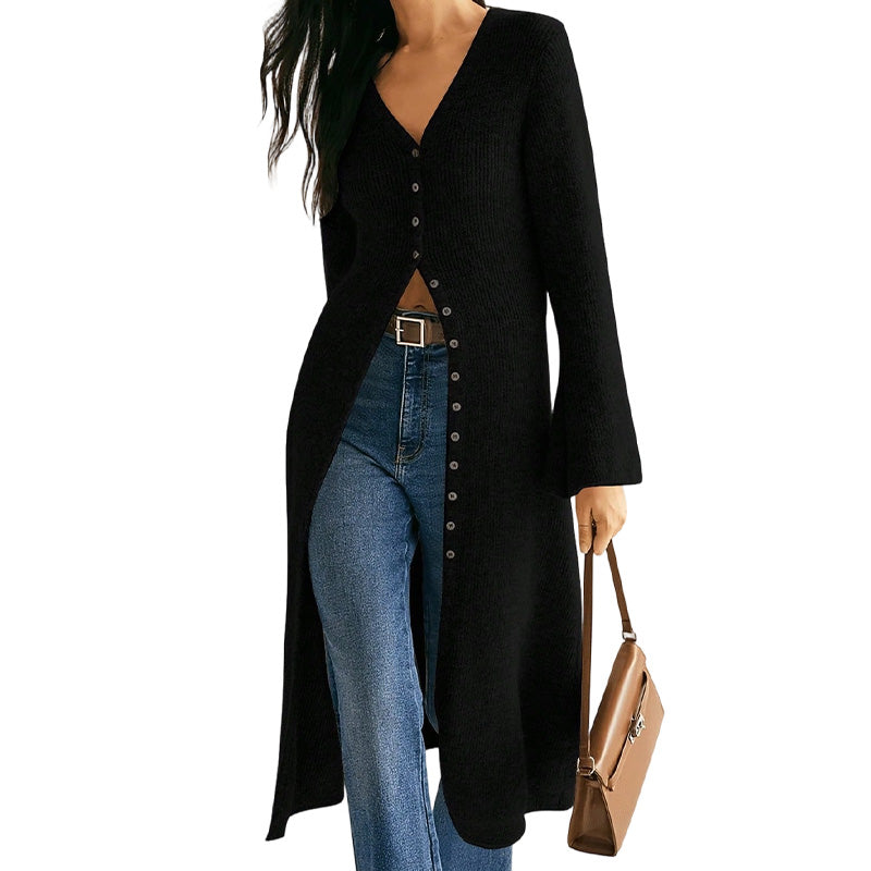 🔥Gratis verzending✈️Dames Gebreide Lange Cardigan met Open Voorkant – Comfortabel Lang Vest voor een Elegante Laagjeslook