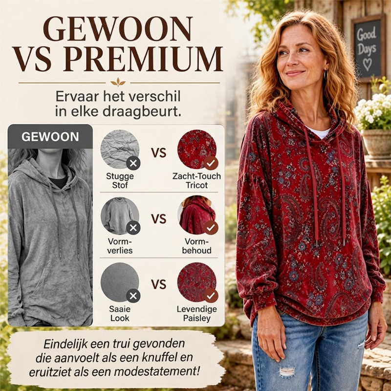 ✨ Nieuwe Collectie 💎 Dames Hoodie met Paisley-Print en Trekkoord – Comfortabele Casual Trui met Trendy Uitstraling