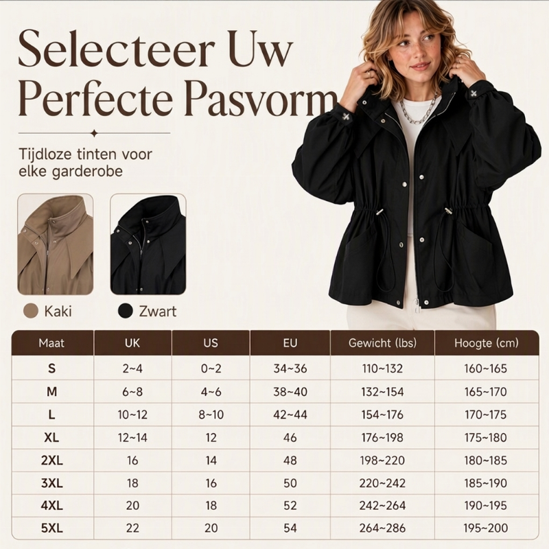 ✨Beperkte voorraad, mis het niet!💎 Chic Damesjack met Capuchon & Taille Trekkoord – Elegante Jas met Verstelbare Pasvorm
