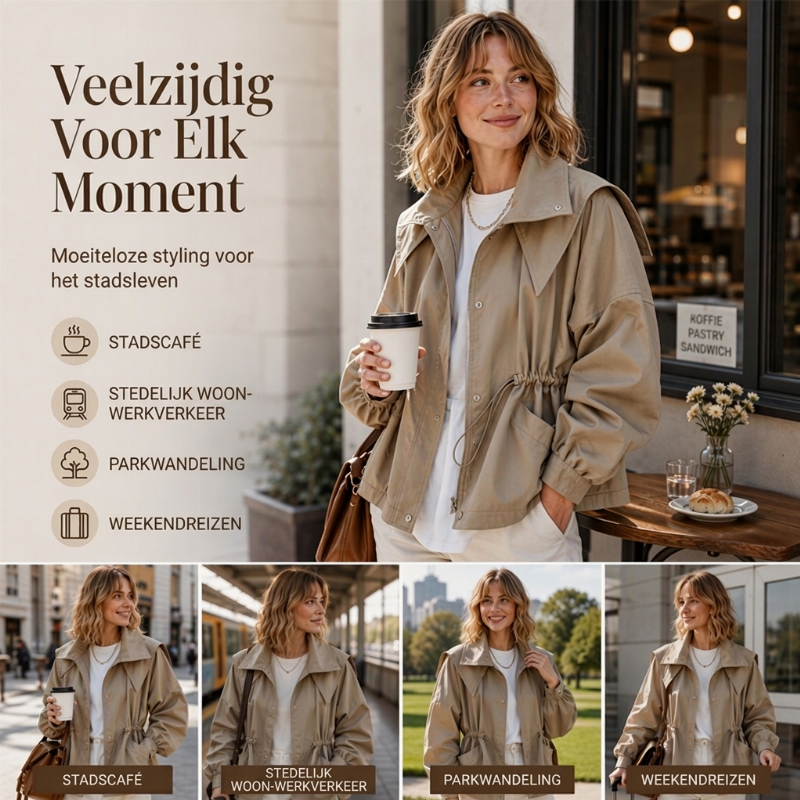✨Beperkte voorraad, mis het niet!💎 Chic Damesjack met Capuchon & Taille Trekkoord – Elegante Jas met Verstelbare Pasvorm