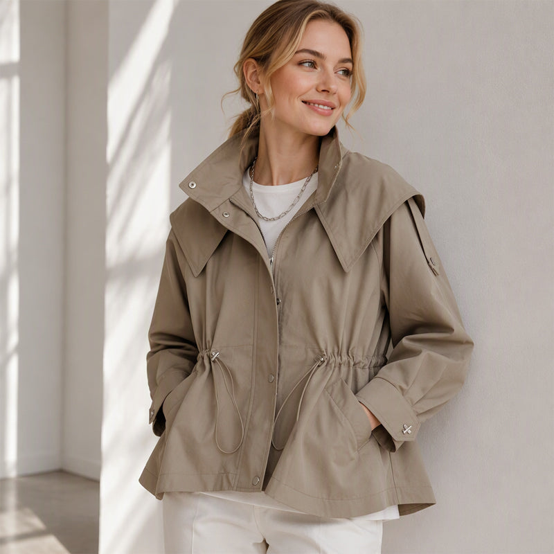 ✨Beperkte voorraad, mis het niet!💎 Chic Damesjack met Capuchon & Taille Trekkoord – Elegante Jas met Verstelbare Pasvorm