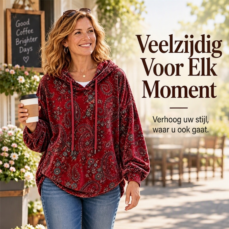 ✨ Nieuwe Collectie 💎 Dames Hoodie met Paisley-Print en Trekkoord – Comfortabele Casual Trui met Trendy Uitstraling