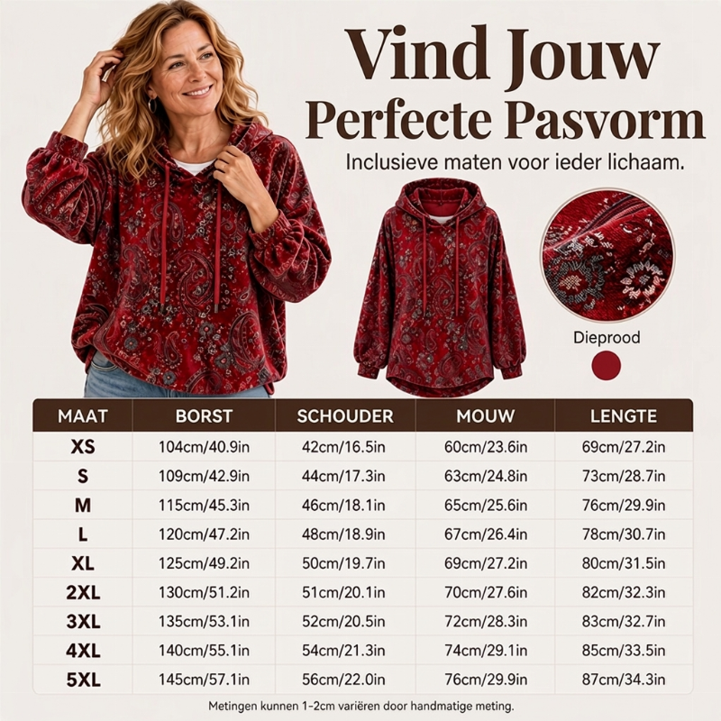 ✨ Nieuwe Collectie 💎 Dames Hoodie met Paisley-Print en Trekkoord – Comfortabele Casual Trui met Trendy Uitstraling