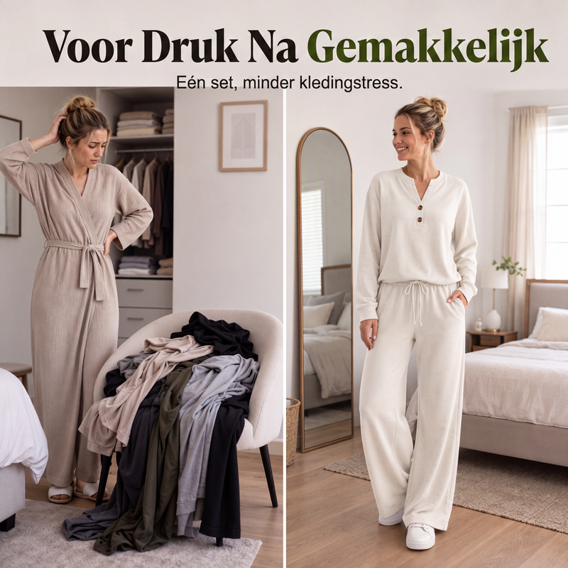 ✨ Nieuwe Collectie 💎 Dames 2-Delige Set met Top & Wijde Pijp Broek – Comfortabele Casual Outfit met Elegante Look