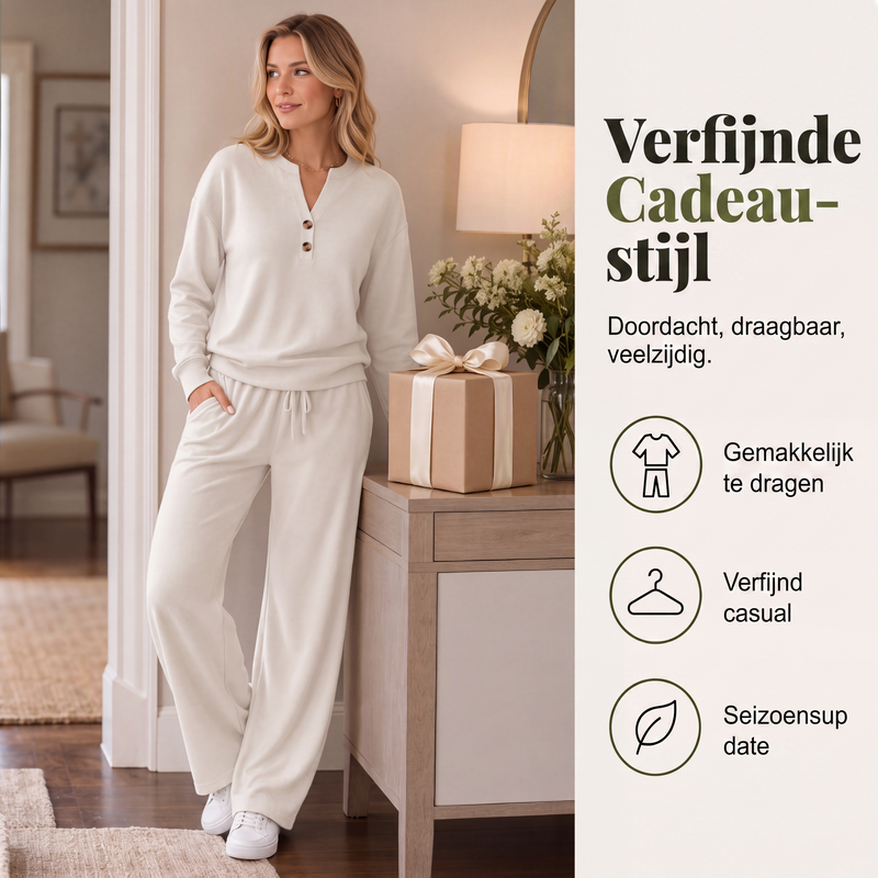 ✨ Nieuwe Collectie 💎 Dames 2-Delige Set met Top & Wijde Pijp Broek – Comfortabele Casual Outfit met Elegante Look
