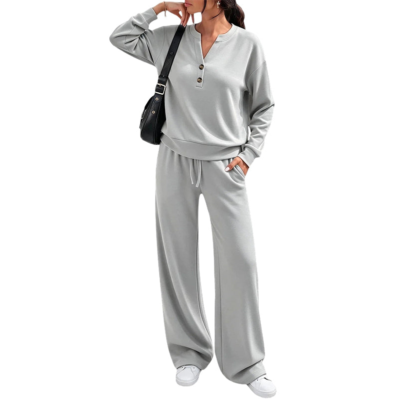 ✨ Nieuwe Collectie 💎 Dames 2-Delige Set met Top & Wijde Pijp Broek – Comfortabele Casual Outfit met Elegante Look