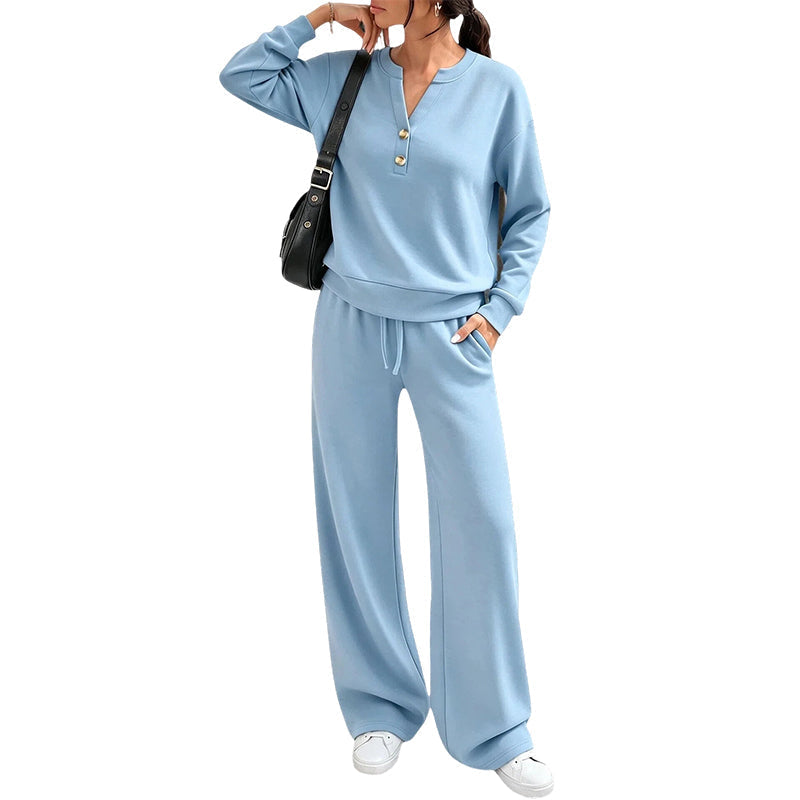 ✨ Nieuwe Collectie 💎 Dames 2-Delige Set met Top & Wijde Pijp Broek – Comfortabele Casual Outfit met Elegante Look