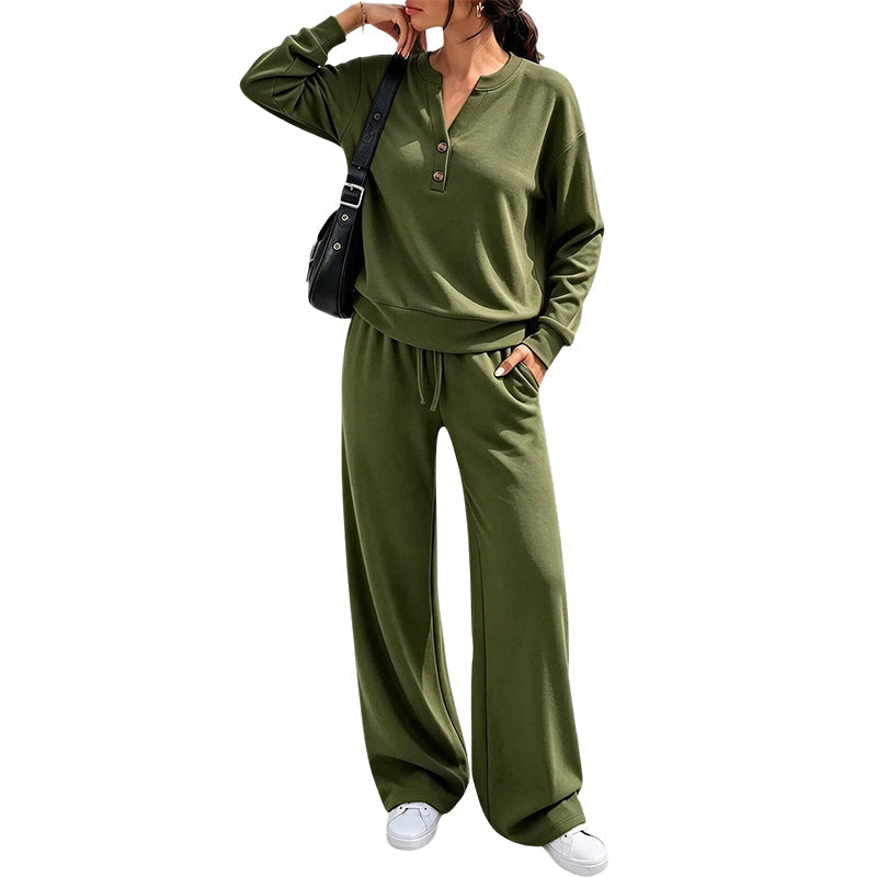 ✨ Nieuwe Collectie 💎 Dames 2-Delige Set met Top & Wijde Pijp Broek – Comfortabele Casual Outfit met Elegante Look