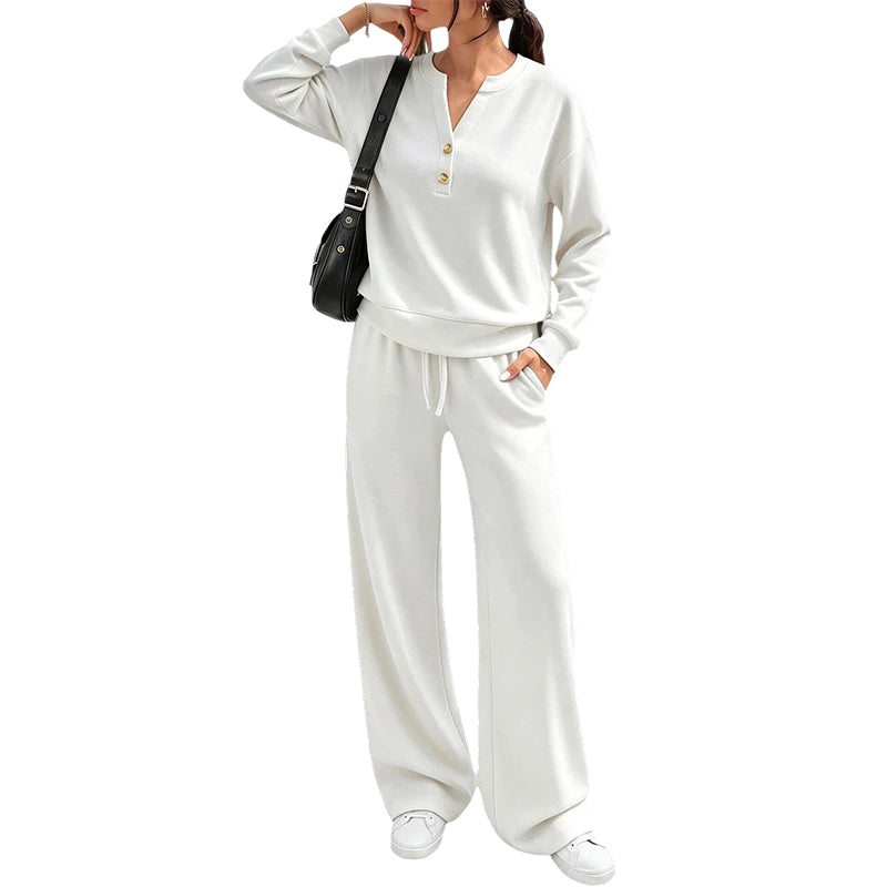 ✨ Nieuwe Collectie 💎 Dames 2-Delige Set met Top & Wijde Pijp Broek – Comfortabele Casual Outfit met Elegante Look