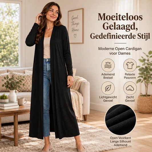 🔥Gratis verzending✈️Dames Open Front Lange Maxi Vest – Comfortabel Gebreid Lang Vest voor een Elegante Laagjeslook