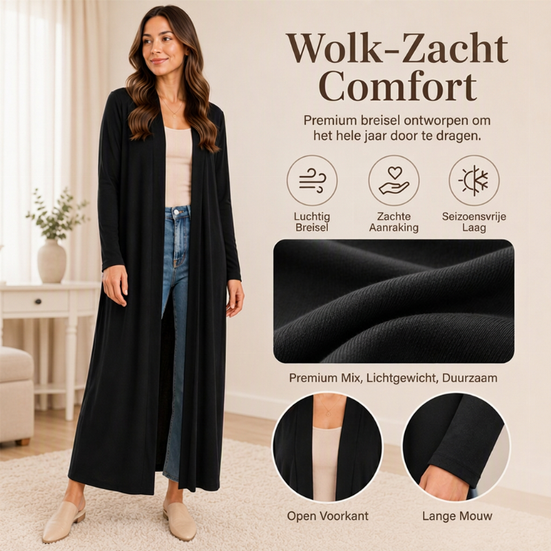 🔥Gratis verzending✈️Dames Open Front Lange Maxi Vest – Comfortabel Gebreid Lang Vest voor een Elegante Laagjeslook