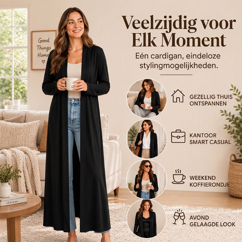 🔥Gratis verzending✈️Dames Open Front Lange Maxi Vest – Comfortabel Gebreid Lang Vest voor een Elegante Laagjeslook
