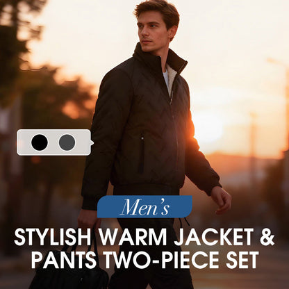 🔥Gratis verzending✈️Stijlvolle Warme Heren 2-Delige Set – Jas & Broek Set voor Comfortabele Casual Winterlooks