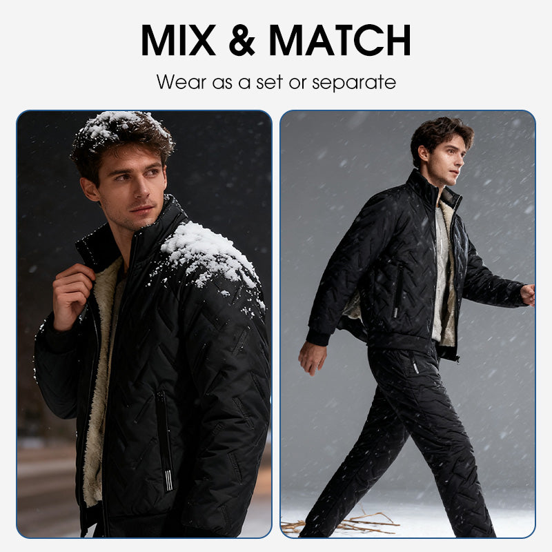 🔥Gratis verzending✈️Stijlvolle Warme Heren 2-Delige Set – Jas & Broek Set voor Comfortabele Casual Winterlooks