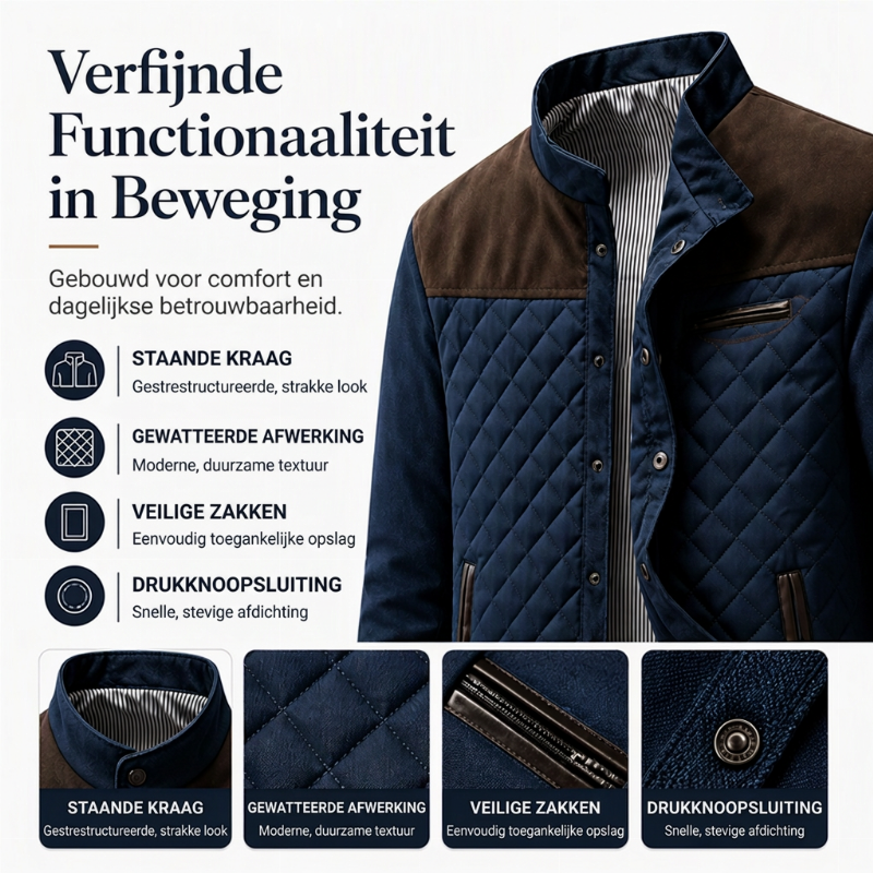 🔥Gratis verzending✈️Casual gewatteerd warm jack met staande kraag voor heren