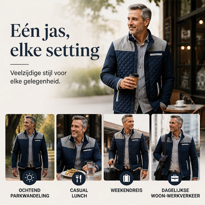🔥Gratis verzending✈️Casual gewatteerd warm jack met staande kraag voor heren