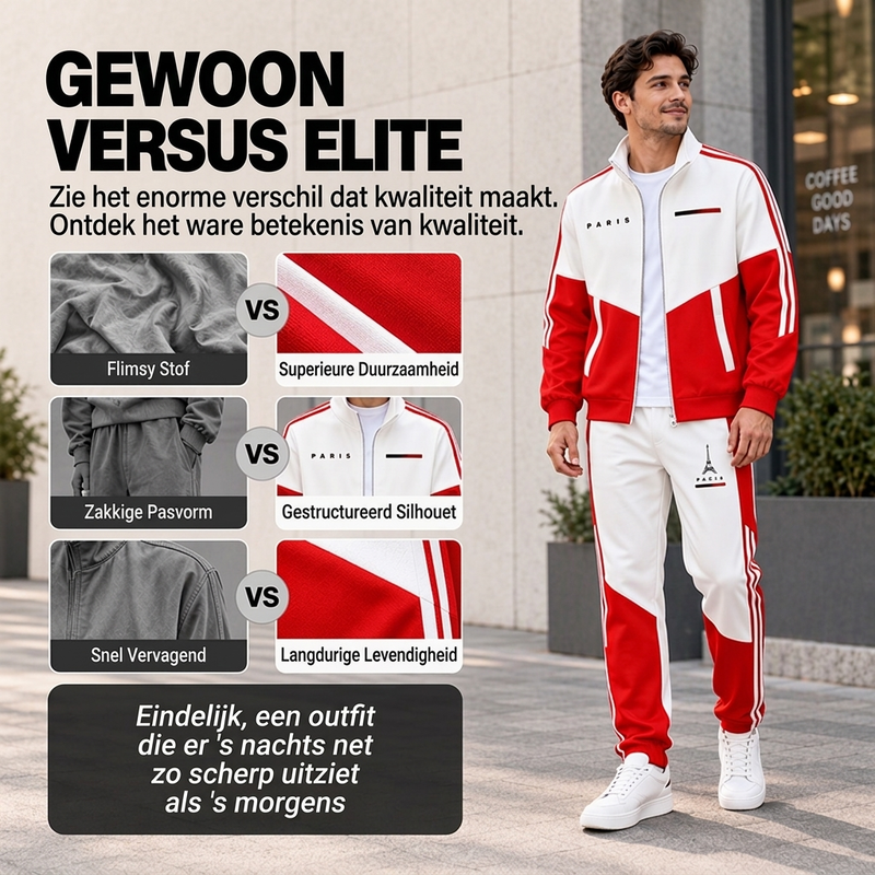 🔥Gratis verzending✈️Heren Colorblock Trainingsset met Ritsjas & Broek met Trekkoord – Comfortabele Casual 2-Delige Set