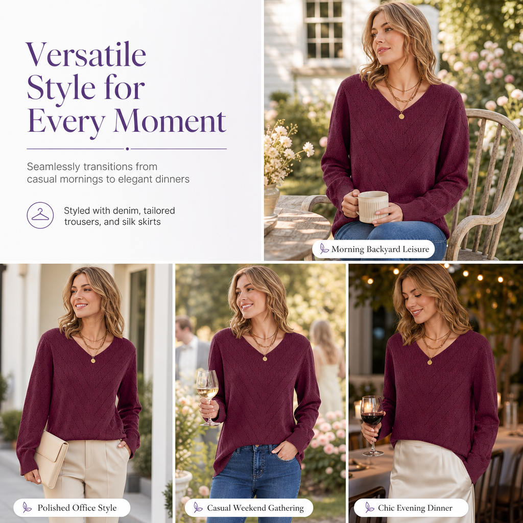 🌸Tot 50% korting🔥Damestrui met V-hals en lange mouwen: comfortabele gebreide kleding voor de herfst en winter