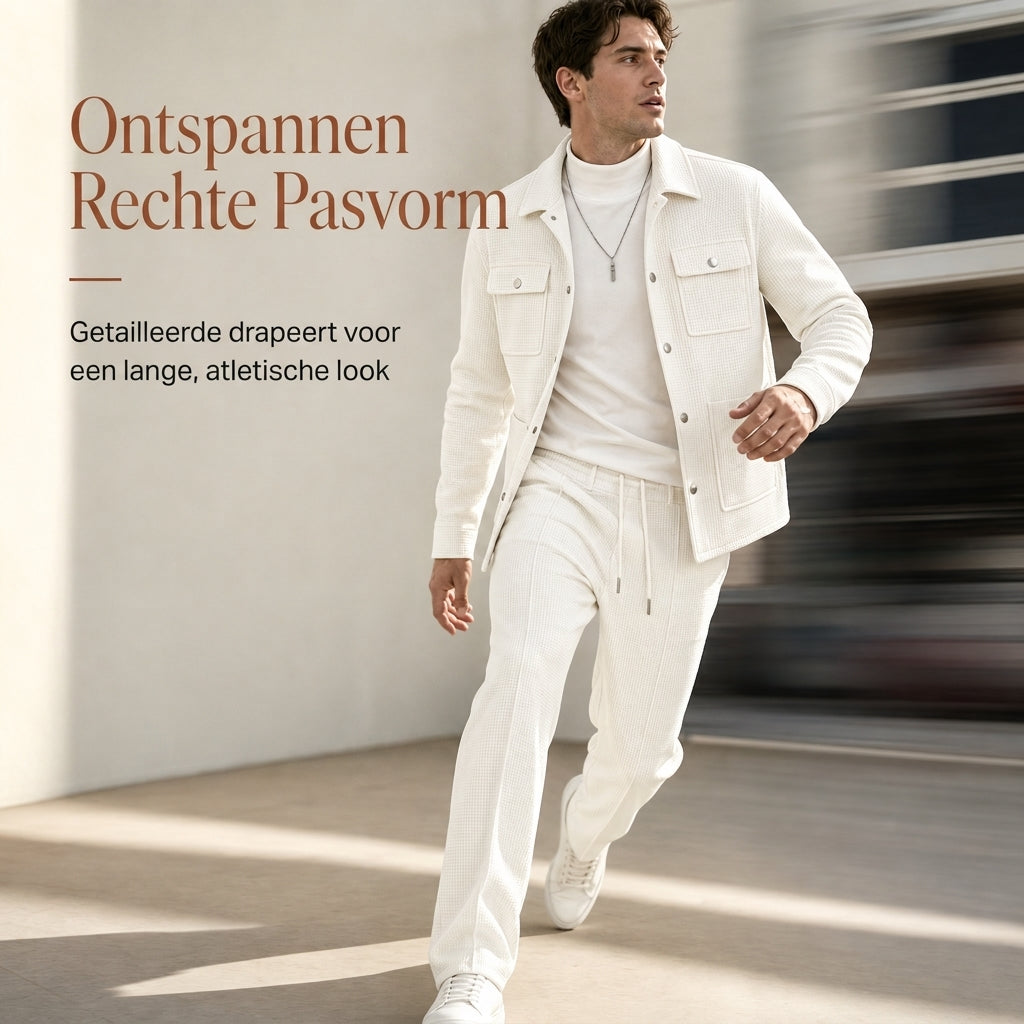 🔥Gratis verzending✈️ Heren Casual Wafelgebreide Set met Jack & Broek – Comfortabele 2-Delige Outfit voor Elke Dag