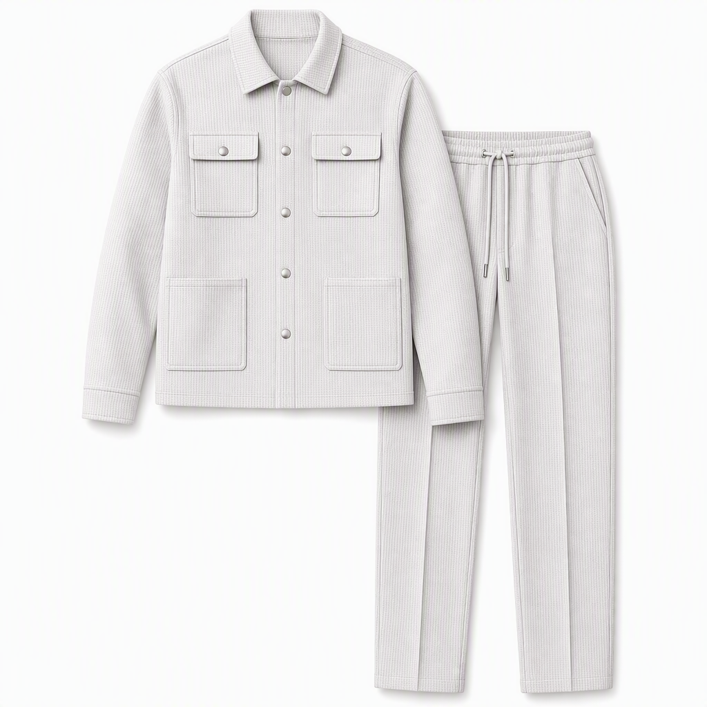 🔥Gratis verzending✈️ Heren Casual Wafelgebreide Set met Jack & Broek – Comfortabele 2-Delige Outfit voor Elke Dag