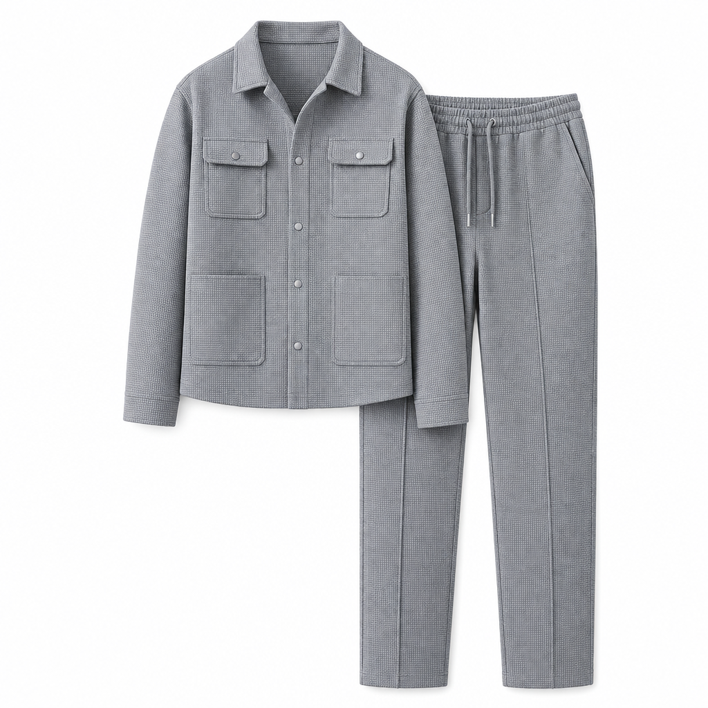 🔥Gratis verzending✈️ Heren Casual Wafelgebreide Set met Jack & Broek – Comfortabele 2-Delige Outfit voor Elke Dag