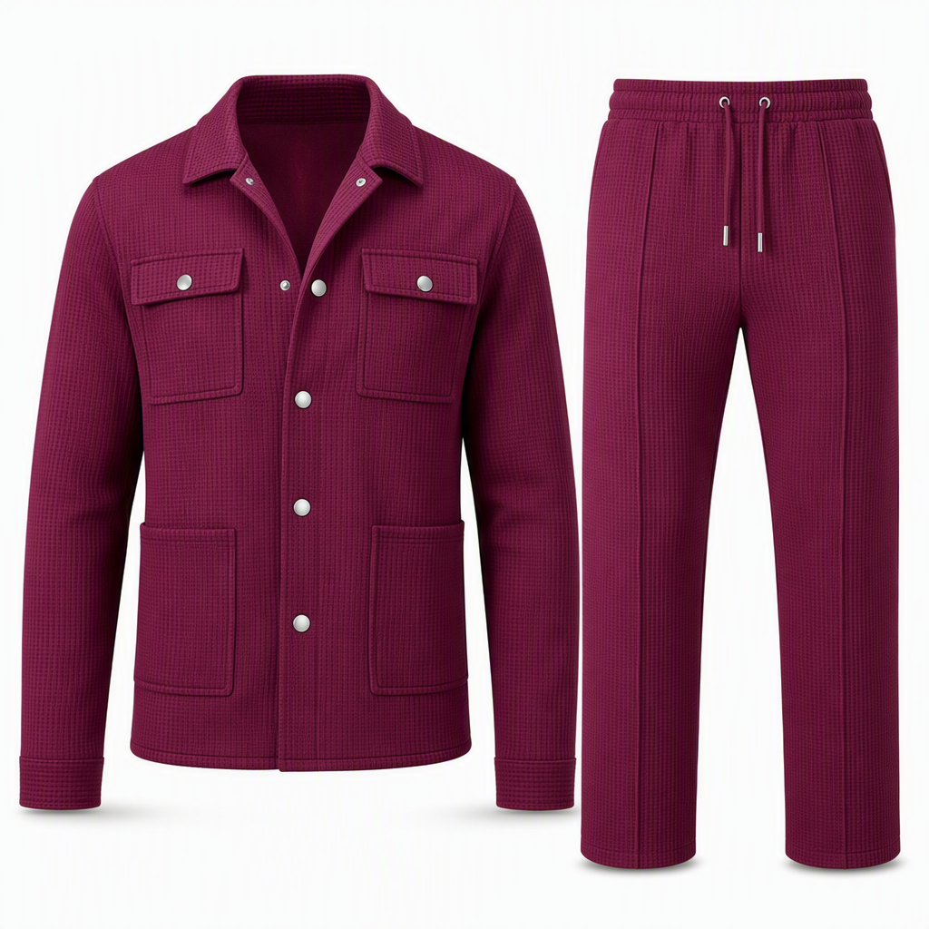 🔥Gratis verzending✈️ Heren Casual Wafelgebreide Set met Jack & Broek – Comfortabele 2-Delige Outfit voor Elke Dag