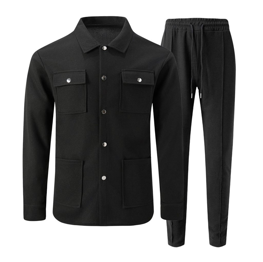 🔥Gratis verzending✈️ Heren Casual Wafelgebreide Set met Jack & Broek – Comfortabele 2-Delige Outfit voor Elke Dag