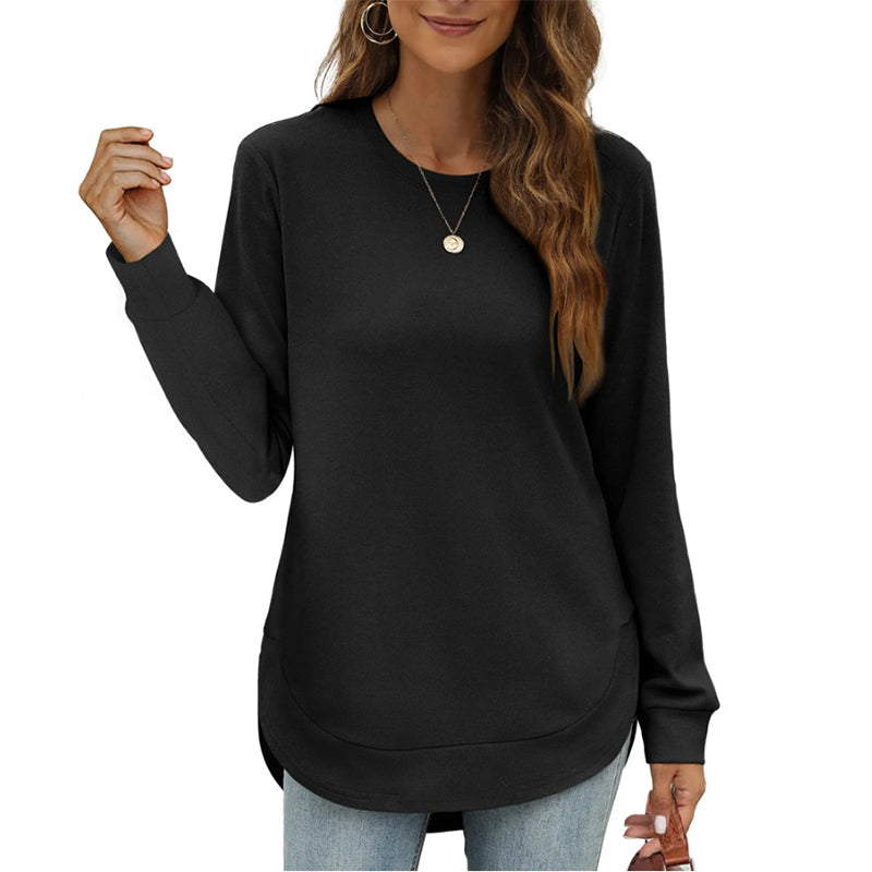 ✨ Nieuwe Collectie 💎 Dames Top met Effen Hoog-Laag Zoom & Lange Mouwen – Elegante Casual Blouse met Comfortabele Pasvorm