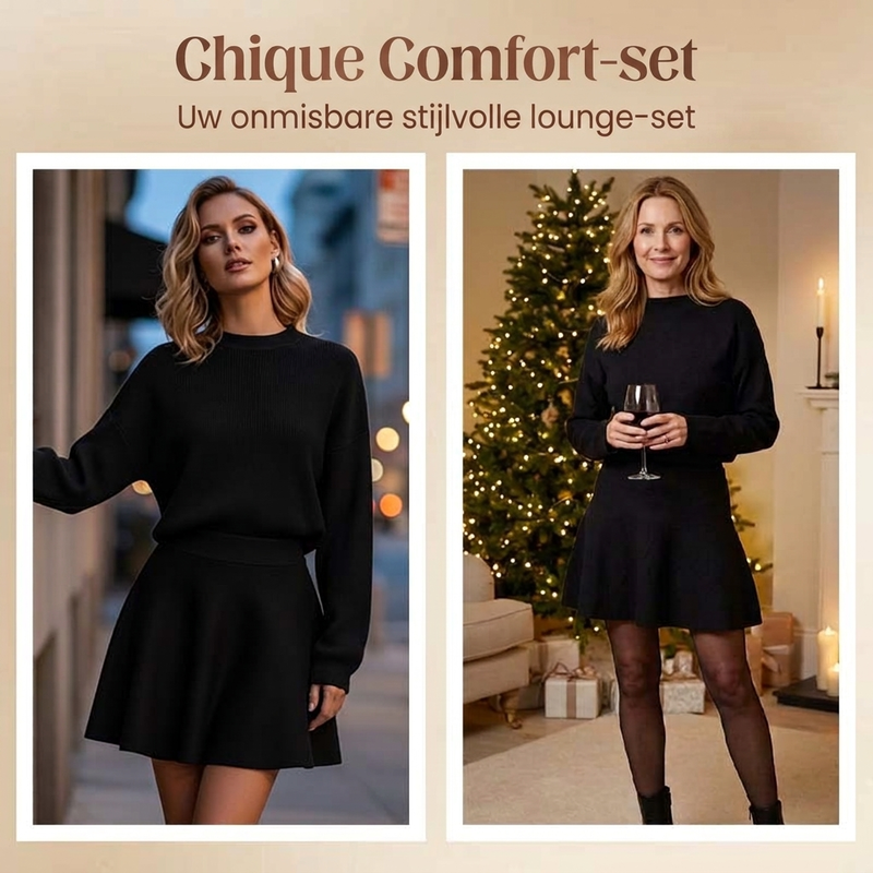 ❄️ Winter Favoriet ✨ Dames Gebreide Mini-Jurk met A-Lijn & Mock Nek – Elegante Warme Trui Jurk met Comfortabele Pasvorm